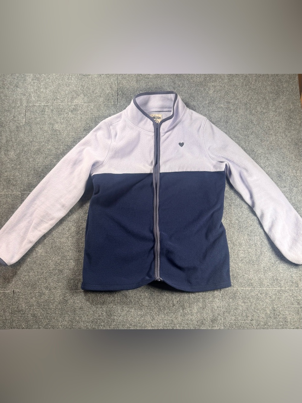 OshKosh B’gosh Girls Size 14 Fleece Jacket Light Lavender Navy Full Zip